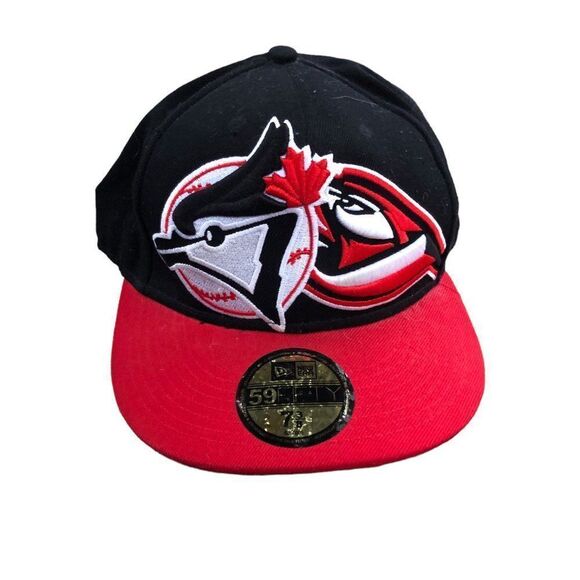 RARE 59FIFTY New Era Toronto Blue Jays Baseball Hat Black/Red Baseball Cap - Picture 2 of 11